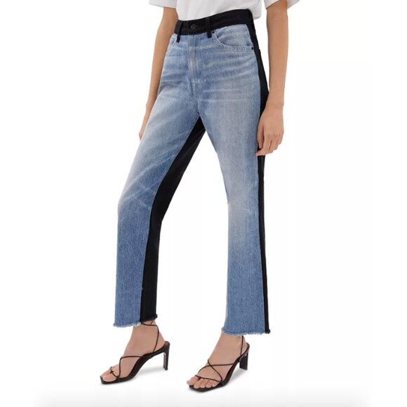Jonathan Simkhai Eliott Color Block High Rise Slim Boyfriend Jeans - Picture 1 of 3